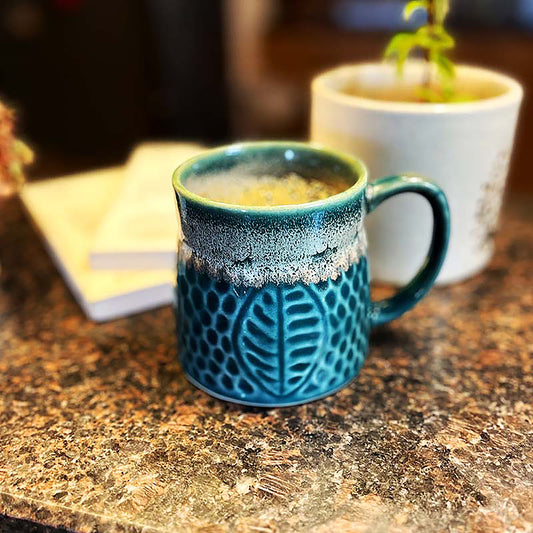 Ceramic Dark Green & Beige Coffee Mug