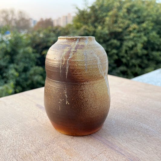 Amber Cascade Wood-Fired Vase