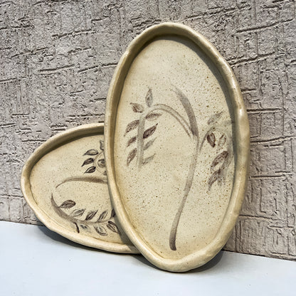 Feathered Elegance Oval Serving Tray