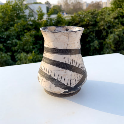 Geometric Harmony Raku Vase by Ritika Anand